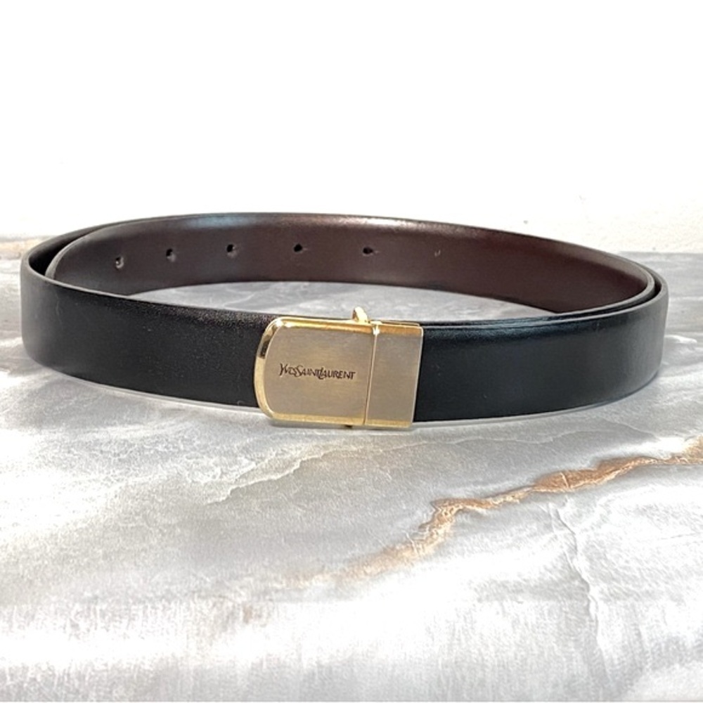 Yves Saint Laurent Black and Gold Belt